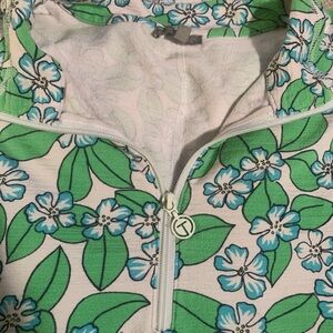 Talbots Blue and Green Floral Top